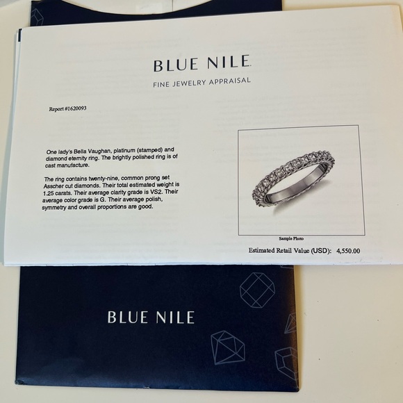 Bella Vaughn Platinum Asscher Diamond Ring 1.25ct G/VS2 Sz 5 – Blue Nile - Picture 8 of 8